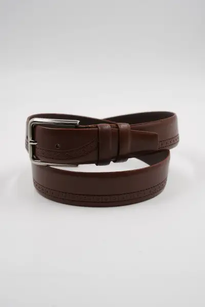 Genuine Leather Classic Printed Tan Color Suit Belt
