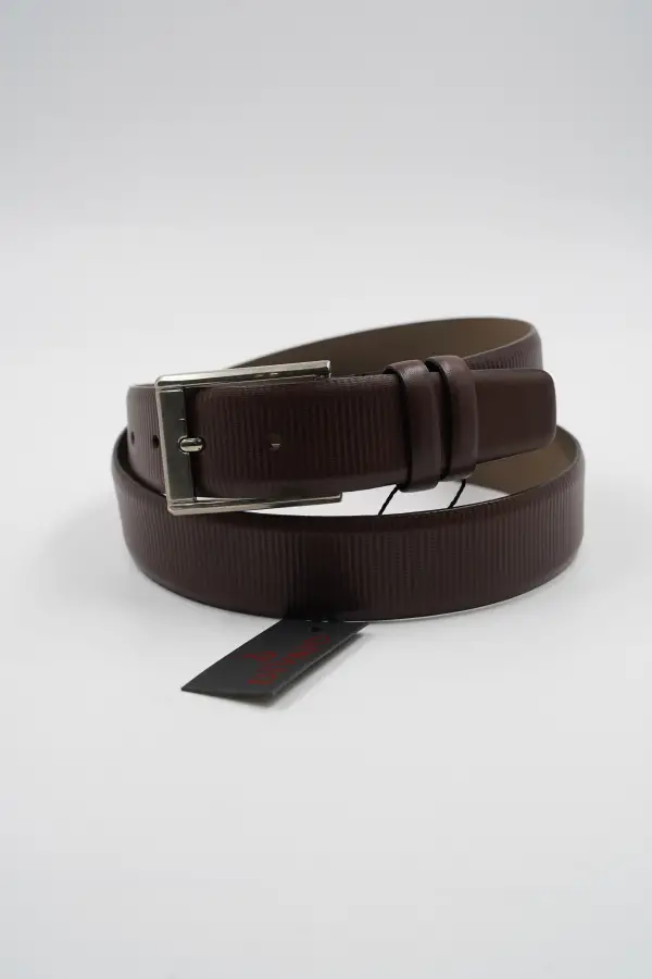 Genuine Leather Classic Tan Patterned Suit Belt