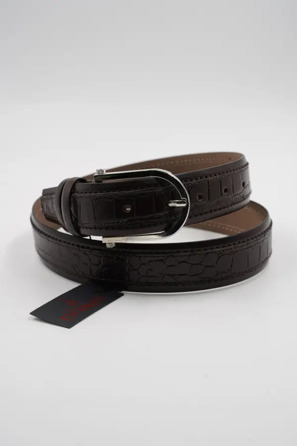 Genuine Leather Classic Brown Patterned Suit Belt