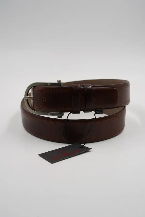 Genuine Leather Classic Brown Patterned Suit Belt