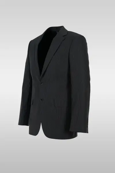 Dark Gray Striped Suit