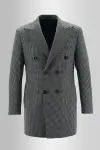 Gray Checkered Buttoned Coat