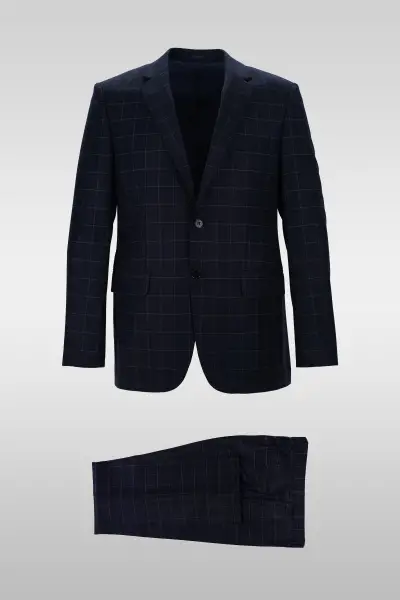 Dark Navy Checked Suit