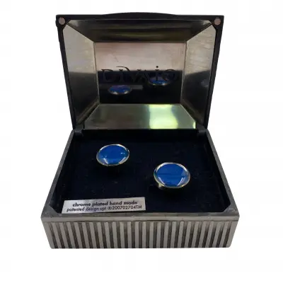 Silver Blue Patterned Cufflinks