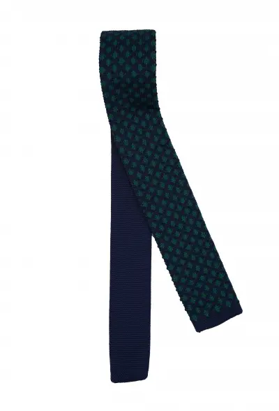 Navy Blue Patterned Tie