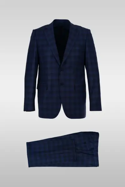 Navy Checked Suit