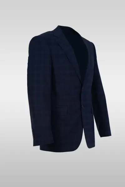 Navy Checked Suit