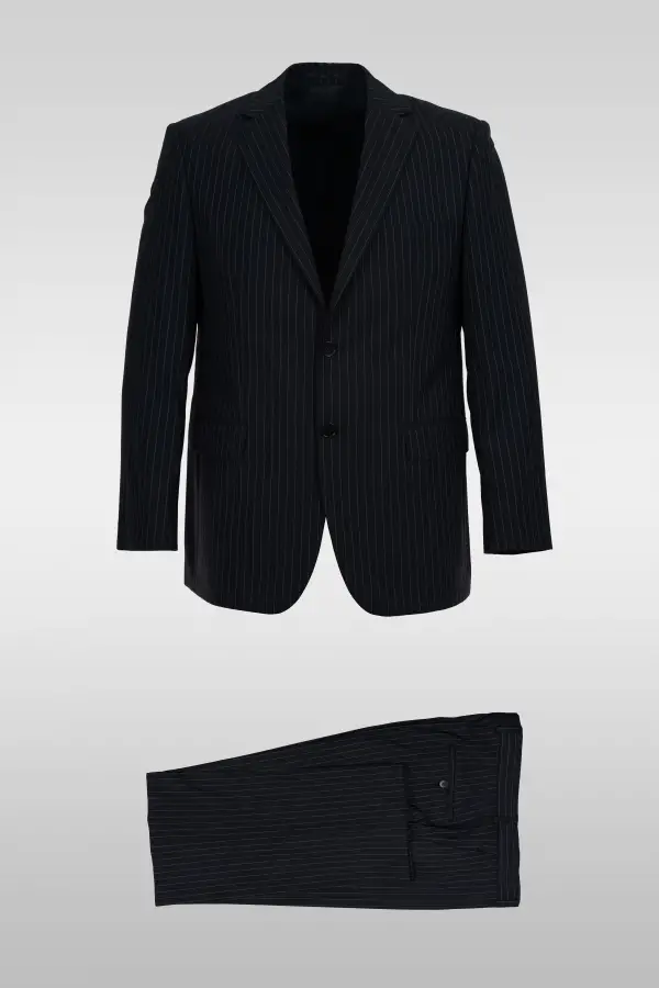 Dark Gray Striped Suit