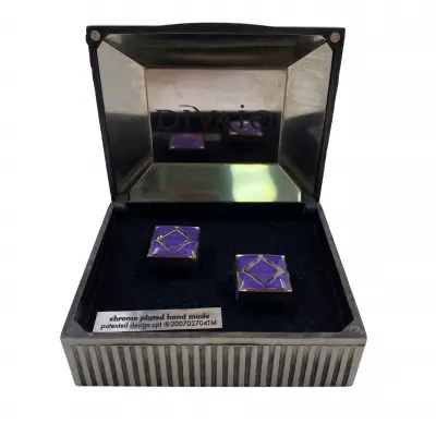 Silver Purple Patterned Cufflink