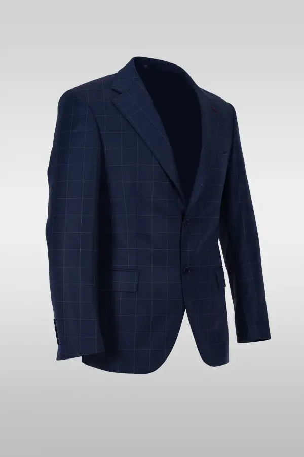 Navy Checked Suit