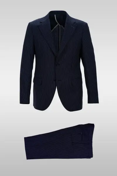 Navy Blue Striped Suit