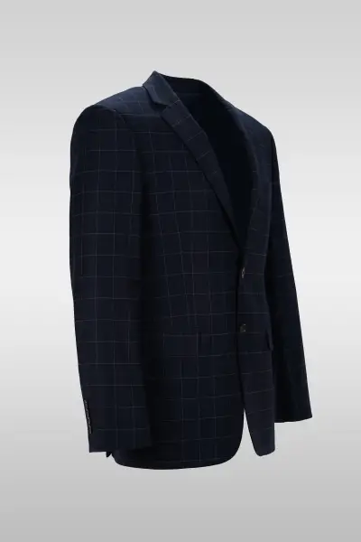 Dark Navy Checked Suit