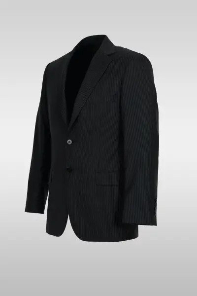 Dark Gray Striped Suit