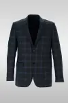 Gray Blue Patterned Check Jacket